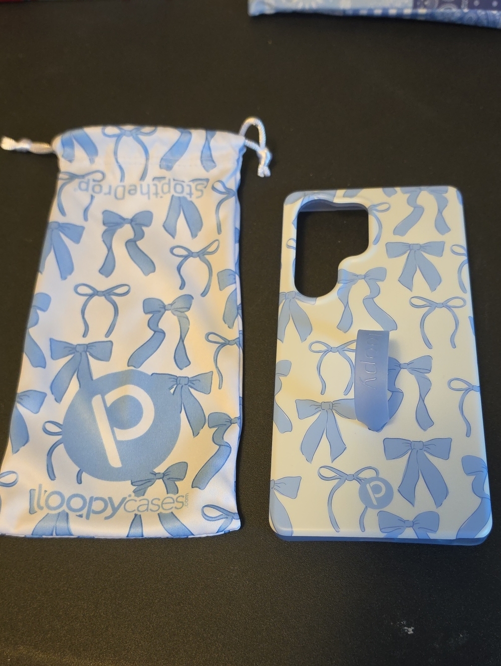 Loopy Case Light Blue Bow Print Phone Case with Grip
